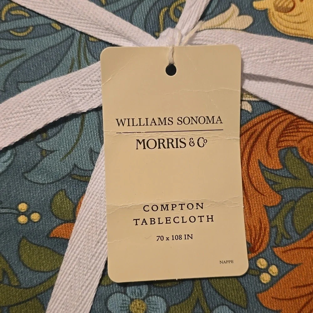 Williams Sonoma MORRIS & CO. Compton Tablecloth,Size 70×108 In, Retail $150.00US